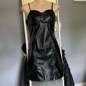 NWT Almost Famous Faux Leather Mini Dress Size Medium, Trendy, Body Con